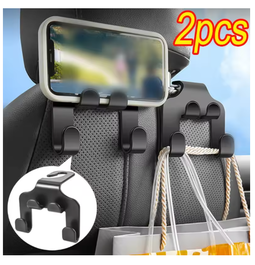 2Pcs Car Back Seat Hook Hanging Storage Mobile Phone Holder Stand Lazy Rear Seat Phone Headrest Bracket For All Phones