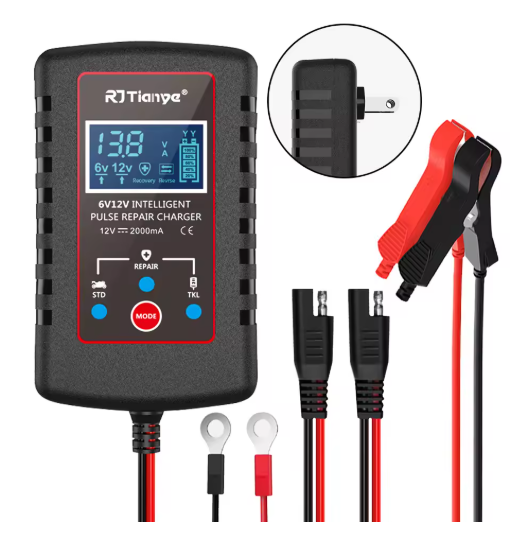 6V 12V Switch ASE Adapter Cable Smart Battery Repair Charger Multiple Protections Car Automatic Float Charger For Car Motorcycle Lawn Mower