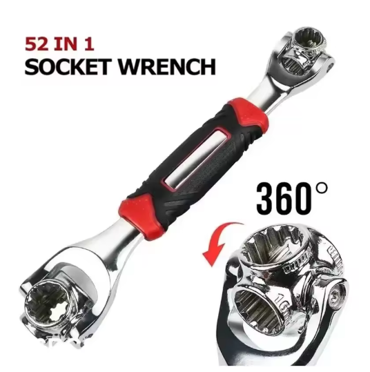 52-in-1 360-degree Rotating Multi-Functional Socket Wrench Set - 8-19mm Non-Slip Handle & Rotating Bone Design - Universal Wrench