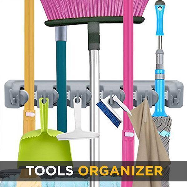 3/4/5 Hook Multifunctional seamless mop hanger Auto-Grip Mop Holder