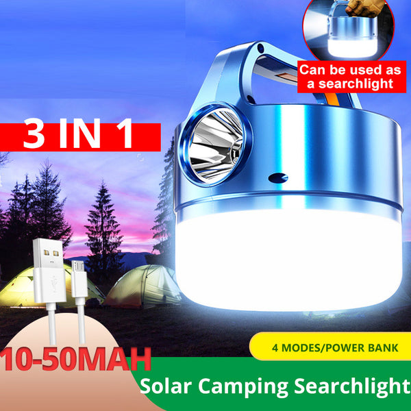 1Pc Solar LED Camping Light USB Rechargeable Bulb Outdoor Searchlight Tent Lamp Portable Lanterns Emergency Strong Light