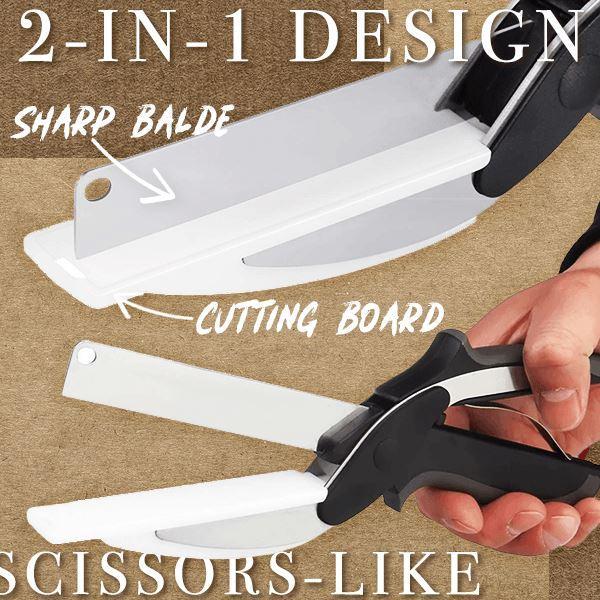 Kitchen 2 in 1 Clever Cutter Kitchen Scissors & Board Stainless Steel Cutter Vegetable Potato Cheese Cutter Slicers