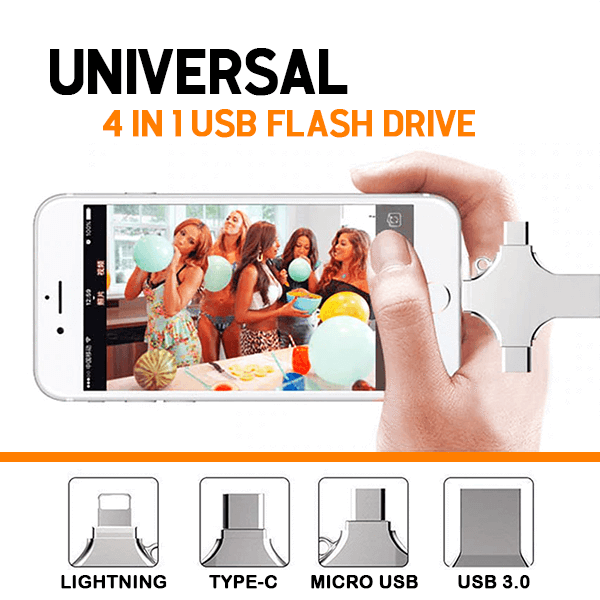4 IN 1 USB Flash OTG 32GB USB Flash Drive Type C 3.0 16GB 64GB Pendrive Metal USB Stick for iPhone/Andriod/Computer