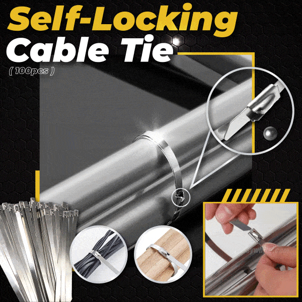 100Pcs Stainless Steel Cable Ties 4.6mm Heavy Duty Self-Locking Cable Zip Tie Multi-Purpose Metal Exhaust Wrap Locking Ties
