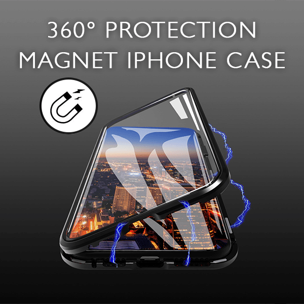 360 Metal Magnetic Case + Double Side Tempered Glass Magnet Case For iPhone XR X XS Max 7 8 Plus Phone Cover