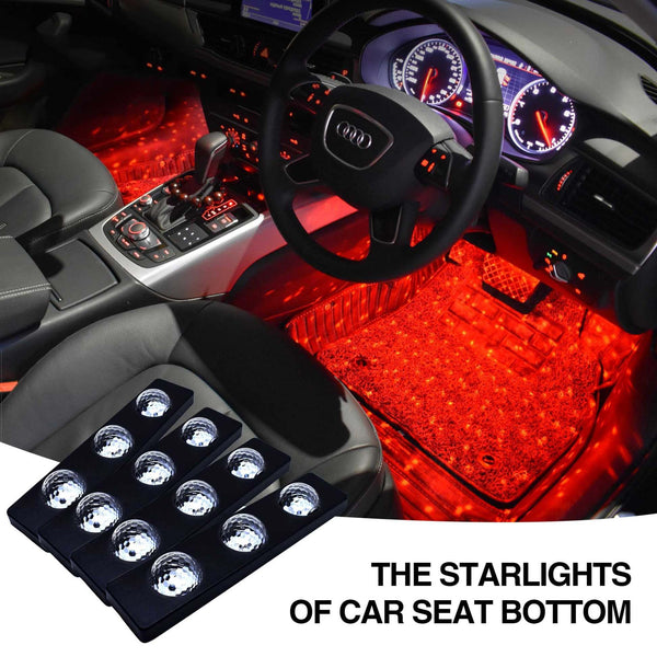 4PCS USB Car Starlights 7-color voice control with remote control