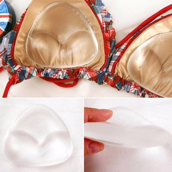 1 Pair Sexy Women Bikini Bra Insert Silicone Triangle Pads Breast Enhancer Swimsuit Pushing-up Inserts Chest Pad