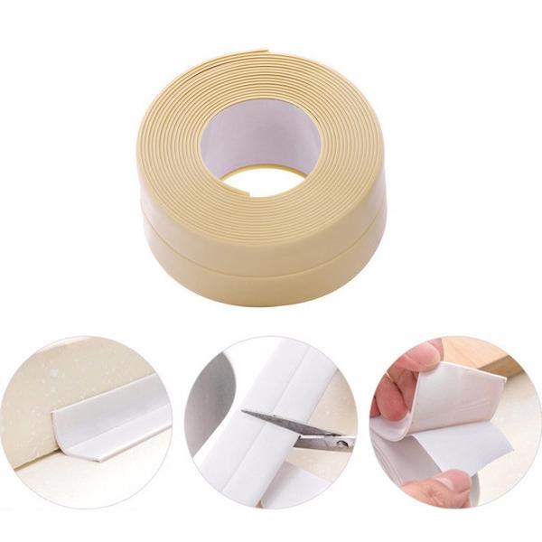 Waterproof Moldproof Adhesive Tape For Kitchen Bathroom Wall Sealing Cream Color 3.2M x 2.2cm/126inch x 0.87inch