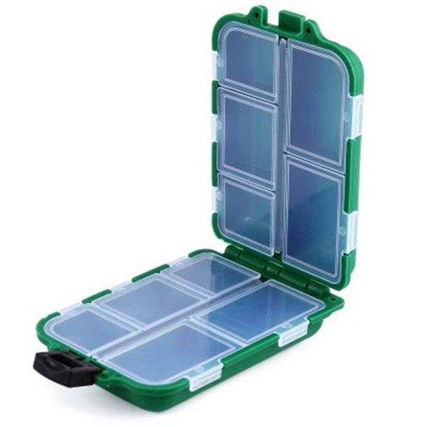 10 Compartments Portable Foldable Fishing Tackle Box Green