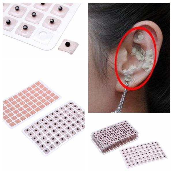 10 Sheets Ear Massage Cowherb Seed Bead Auricular Acupuncture Point Massage Stickers Black & Beige