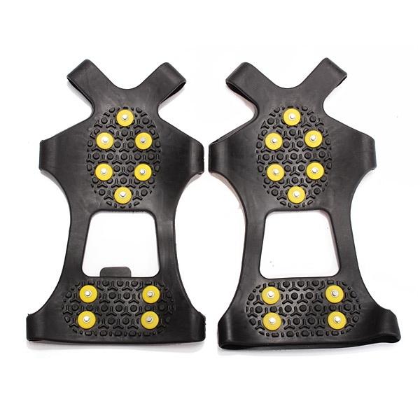 10 Teeth Antiskid Shoes Cover Snow Ice Grips Crampons for Outdoor Sports Hiking Climbing Black XL