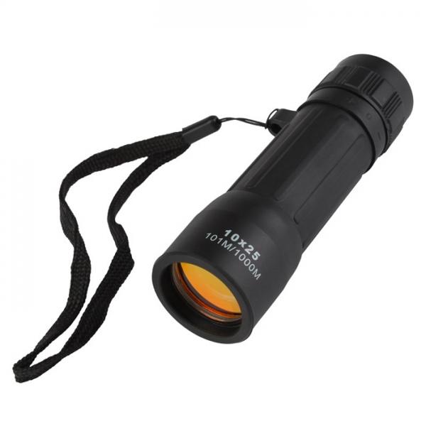 10 x 25 Portable Monocular Telescope Handy Eyepiece Lens for Camping Hunting Black - stringsmall