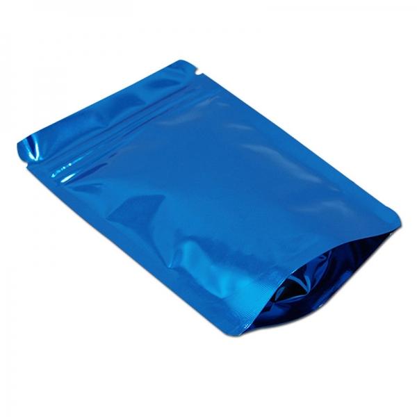 100pcs 15x22cm Stand Up Bag Silver Aluminum Foil Zip Lock Pouch Mylar Food Packaging Resealable - Blue