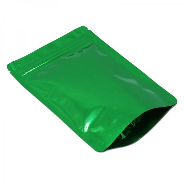 100pcs 10x15cm Stand Up Bag Silver Aluminum Foil Zip Lock Pouch Mylar Food Packaging Resealable - Green