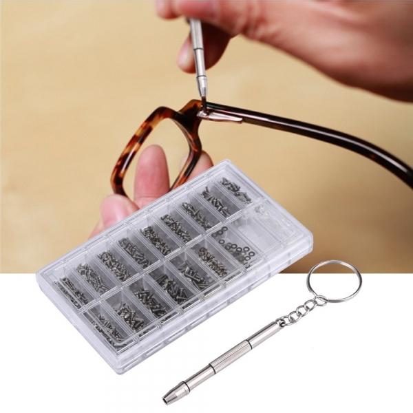 1000pcs Glasses Sunglass Screws Nut Repair Kit with Screwdriver