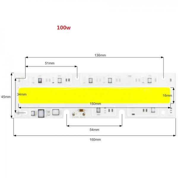 100W DIY COB LED High Voltage Drive Free Chip Bulb Bead for Flood Light AC220V Warm White