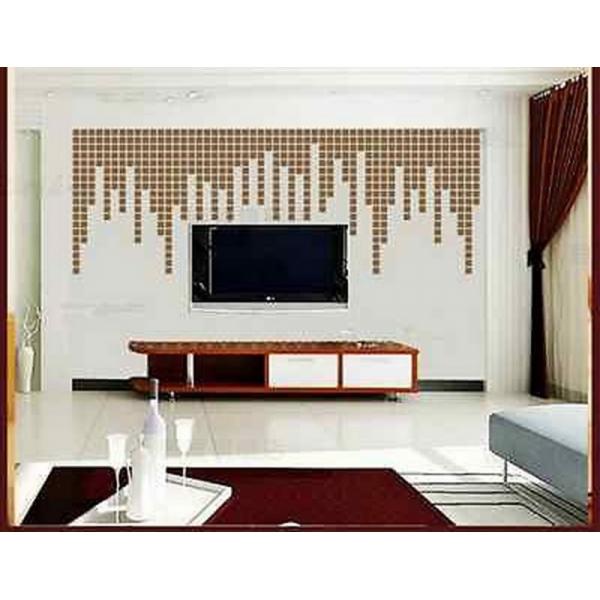 100pcs Quadrate Acrylic Wall Stickers for Living Room Bedroom Stereoscopic Decoration Golden
