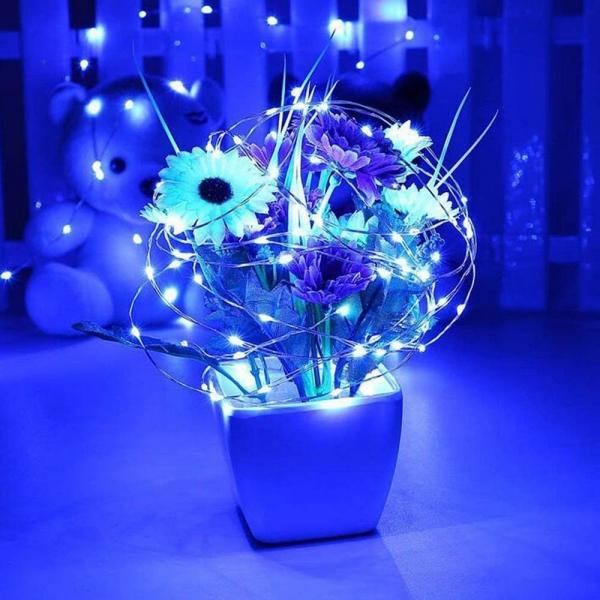 10M/100 LED Lights Waterproof Copper Wire Lights String Holiday Decorative/Wreath/Christmas Tree/Wedding/Party Decoration EU Adapter Blue