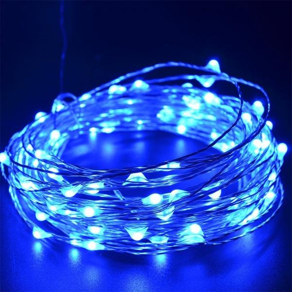 10M/100 LED Lights Waterproof Silver Line Lights String Holiday Decorative/Wreath/Christmas Tree/Wedding/Party Decoration EU Adapter Blue