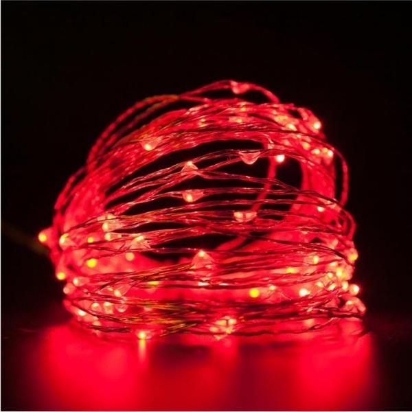 10M/100 LED Lights Waterproof Silver Line Lights String Holiday Decorative/Wreath/Christmas Tree/Wedding/Party Decoration US Adapter Red