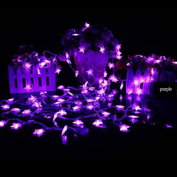 10M 100-LED 6W 8 Modes Star Shaped Pendant Waterproof LED String Light EU Plug Purple