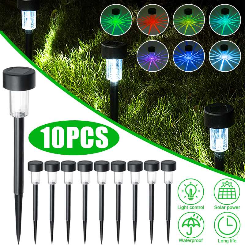 10PCS Solar Lights Outdoor LED Solar Garden Pathway Light White/Multiple Landscape Light For Lawn Patio Yard Walkway Landscape