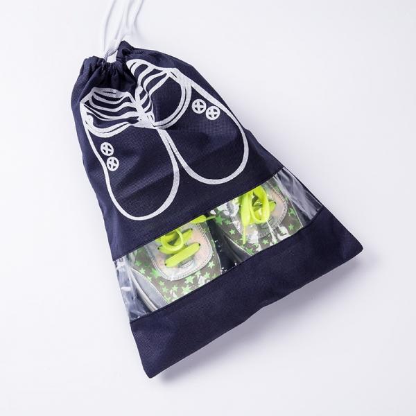 10-Pack Visible Waterproof Non-woven Shoes Bag Travel Pouch Tote Drawstring Storage Bags L Dark Blue