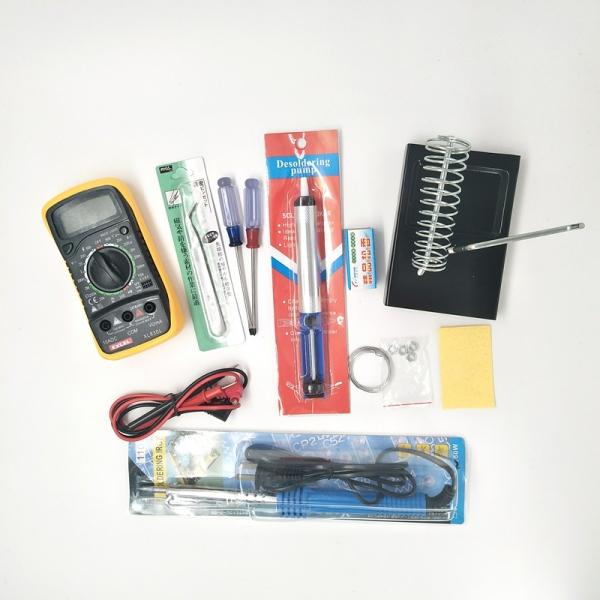 10in1 110V 60W Soldering Iron Tools Set with Solder Sucker & Stand + Multimeter