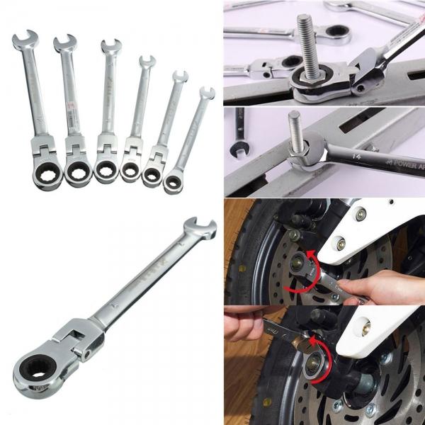10mm Flexible Pivoting Head Ratchet Combination Wrench Metric Tool