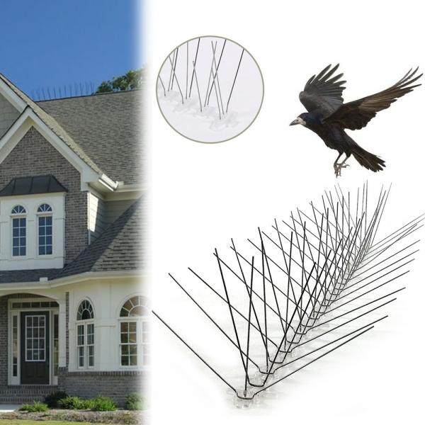 10pcs 30cm Stainless Steel Bird Spikes Anti Bird Pigeon Spike Pest Repeller - 10 Feet (3 Meter) Coverage