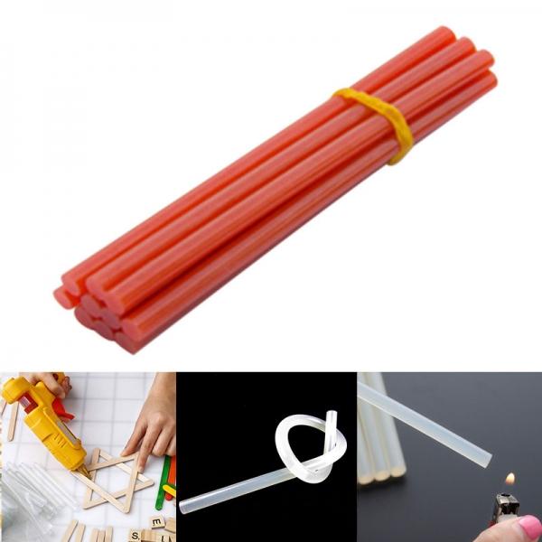 10pcs 7 x 150mm Colored Hot Melt Adhesive Silica Gel Glass Melt Glue Sticks Red