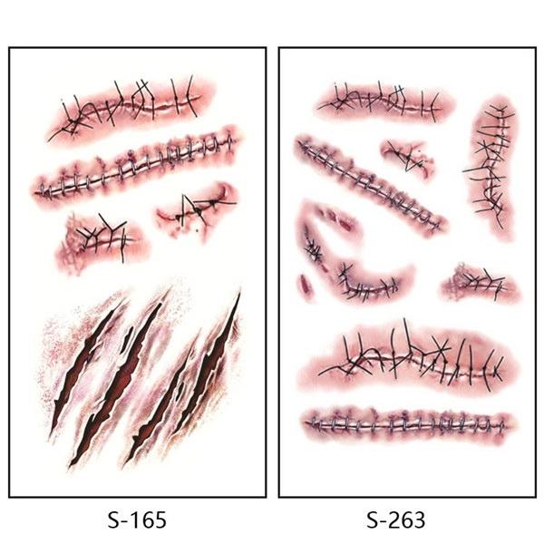 10pcs Halloween Simulation Scar Stickers Waterproof Tattoo Stickers S165