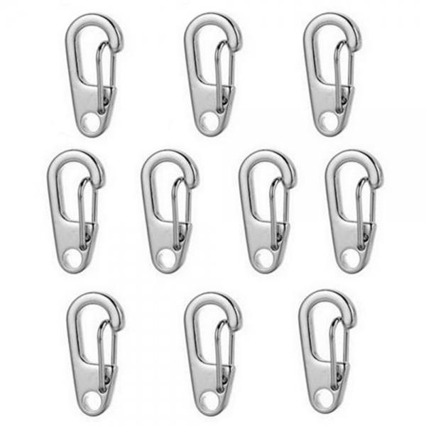 10pcs Outdoor D2 Mini Zinc Alloy Carabiner Buckles Keychains Silver