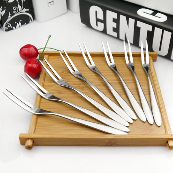 10pcs Stainless Steel Fruit Forks for Restaurant Cafeteria Home Party Dessert Forks Silver