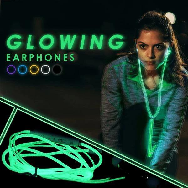 3.5mm In-ear Earbuds Stereo Luminous Earphones Night Light Glowing Headset Sport Headphone with Mic