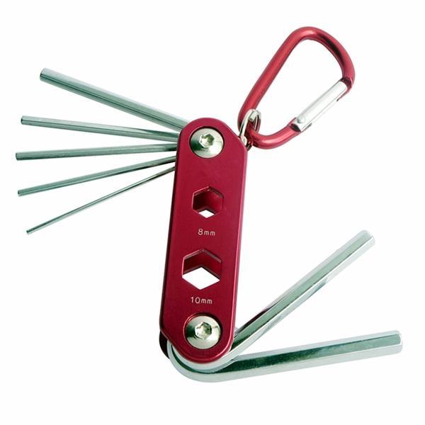 11-in-1 RAF-01 Multifunctional Folding Metric Internal Hexagonal Wrench Rose Red & Silver