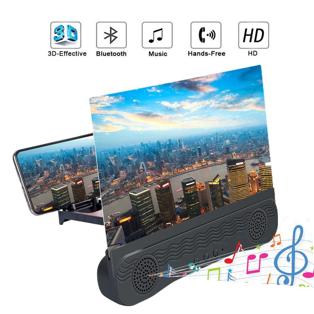 HD Speaker Phone Screen Amplifier With Bluetooth Speaker With Battery 12-inch 6D Enlarger Video Projector Bracket Holder