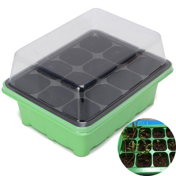 12-Cell Hole Nursery Pot Plant Seed Grow Box Green