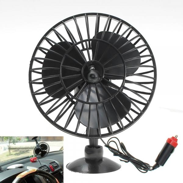 12V 1A 15W 4 Inch Disc Type Car Cooling Fan Suction Mount with Cigarette Lighter Socket Black