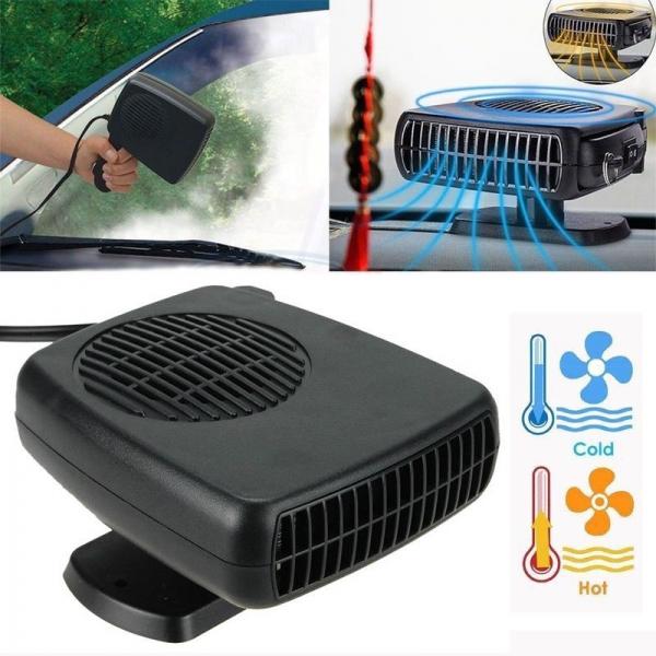12V 200W 2 in 1 Auto Car Heater Heating Cooling Fan Defroster Demister for Vehicle Temperature Control Device Black