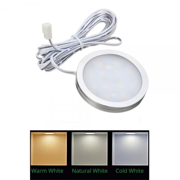 12V 2.5W 12LED Recessed Down Light Car Interior Lighting Interior Roof Ceiling Light Cabinet Lamp - Side Wired Cold White