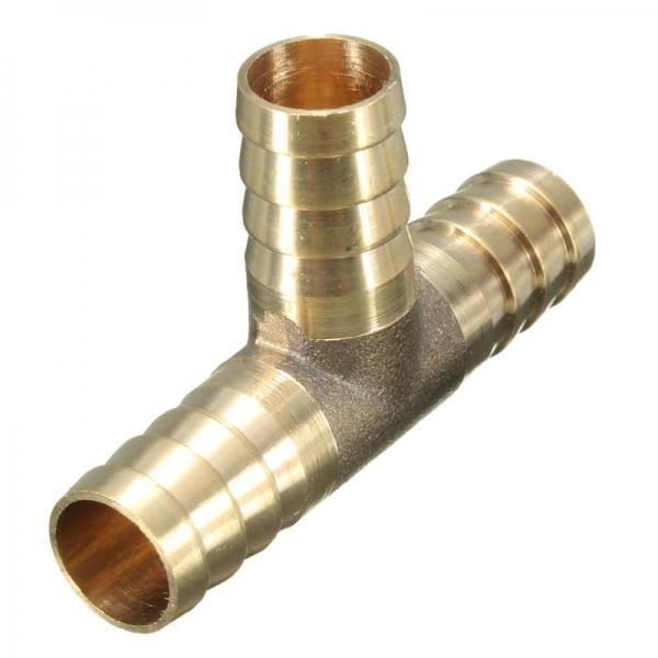 12mm Brass T Piece 3 Way Fuel Hose Joiner Connector For Air Oil Gas