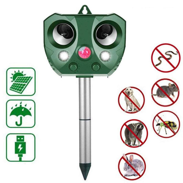 New Outdoor Solar Power Ultrasonic PIR Motion Pest Repeller Cat Dog Bird Mouse Animal Repellent