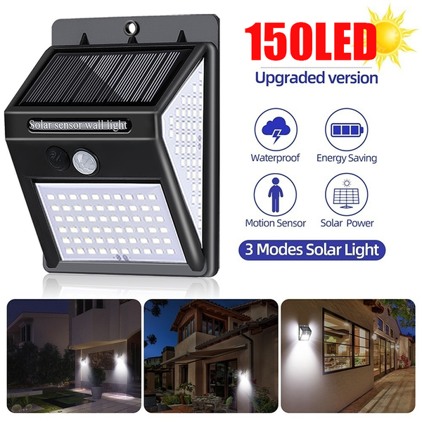 150LED Solar Light Outdoor Solar Lamp PIR Motion Sensor Wall Light Waterproof Porch Lights Solar Powered Garden Street Light