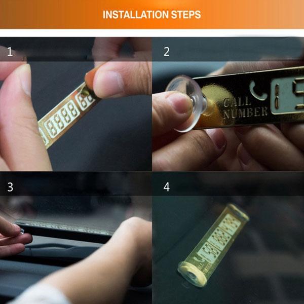 15*2cm Luminous Temporary Car Parking Phone Number Card Plate with Suction Cups Random Delivery