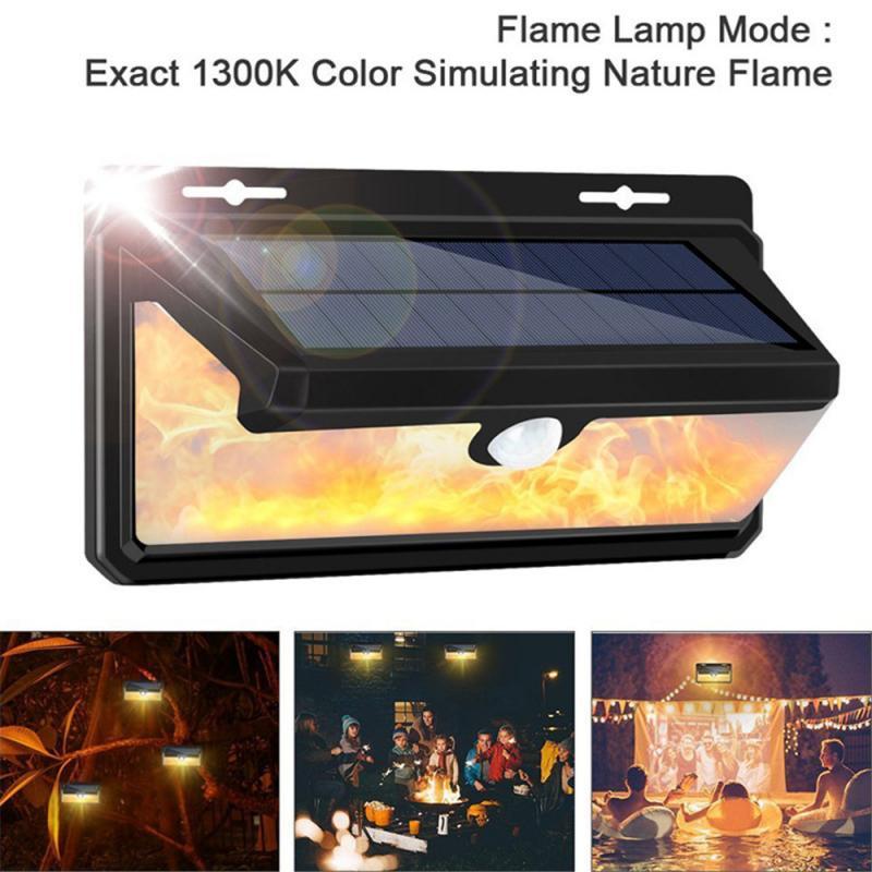 158LED 1/2/4 Pcs Solar Light Motion Sensor Wall Lamp Flame Effect Light Garden Courtyard Decoration Sunlight Solar Powered Charge