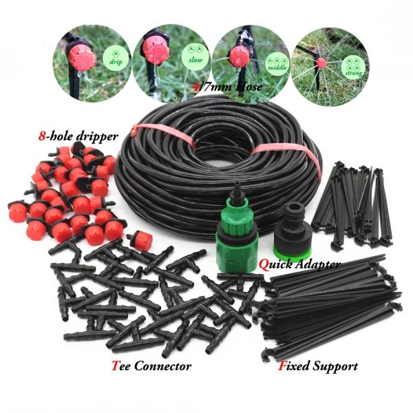 15M Diy Drip Irrigation System Automatic Watering Garden Hose Micro Drip Garden Watering Kits With Adjustable Drippers