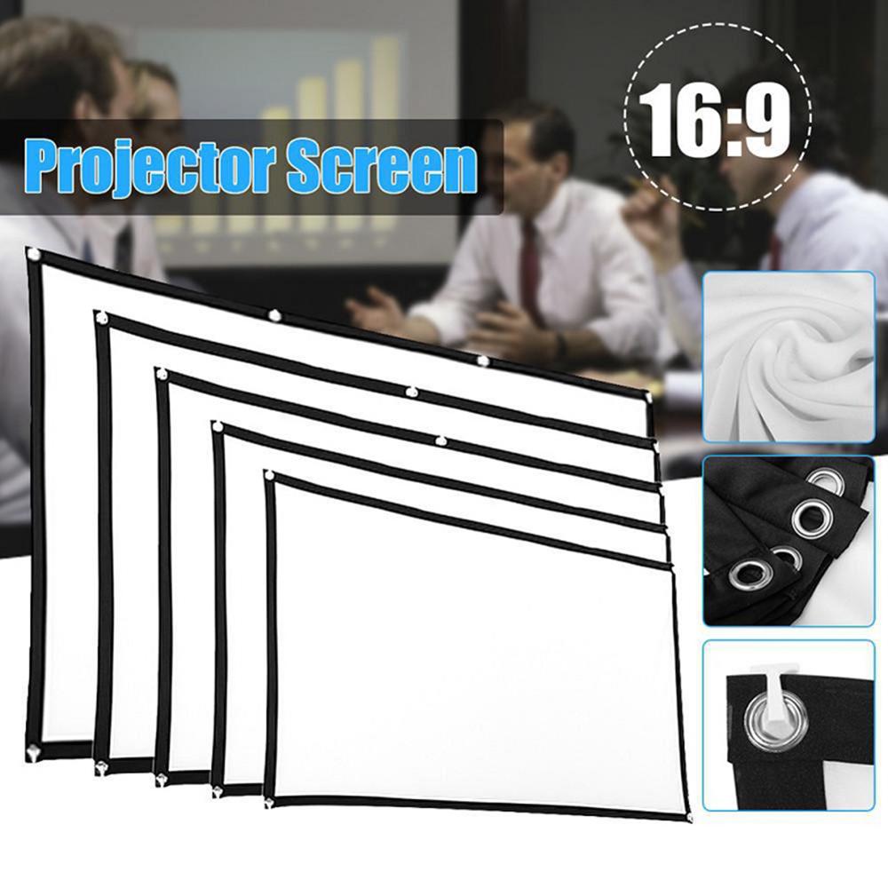 16:9 Simple Projector Curtain 60 72 84 100 120 150 inch Portable Easy-hang HD Display Screen for Games Movies Business and Match