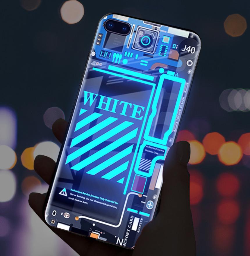 Glowing Call Flashing iPhone Glass Case Smart Voice Control Protective Cover for iPhone 12 11 X 7 8