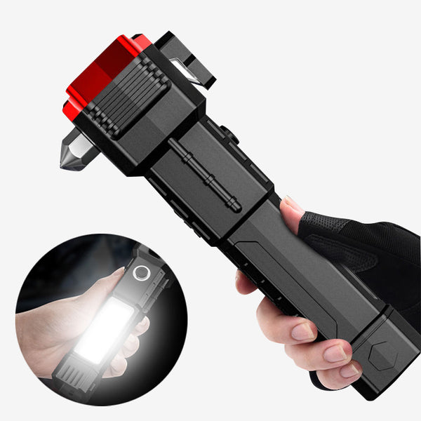 60000 lumens Dual Light Flashlight with safety hammer multi-function charging treasure work light emergency self-defense flashlight rechargeable